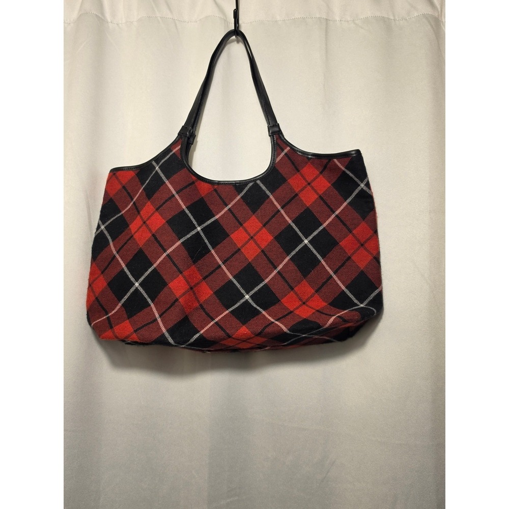 Victorias Secret Holiday Gift Bag Red Black Plaid Tote VS Logo M1000